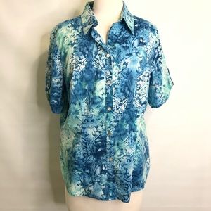 Jamaica Bay shirt sz L blue floral EUC